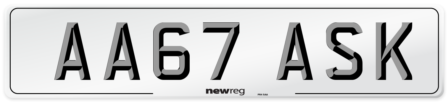 AA67 ASK Number Plate from New Reg